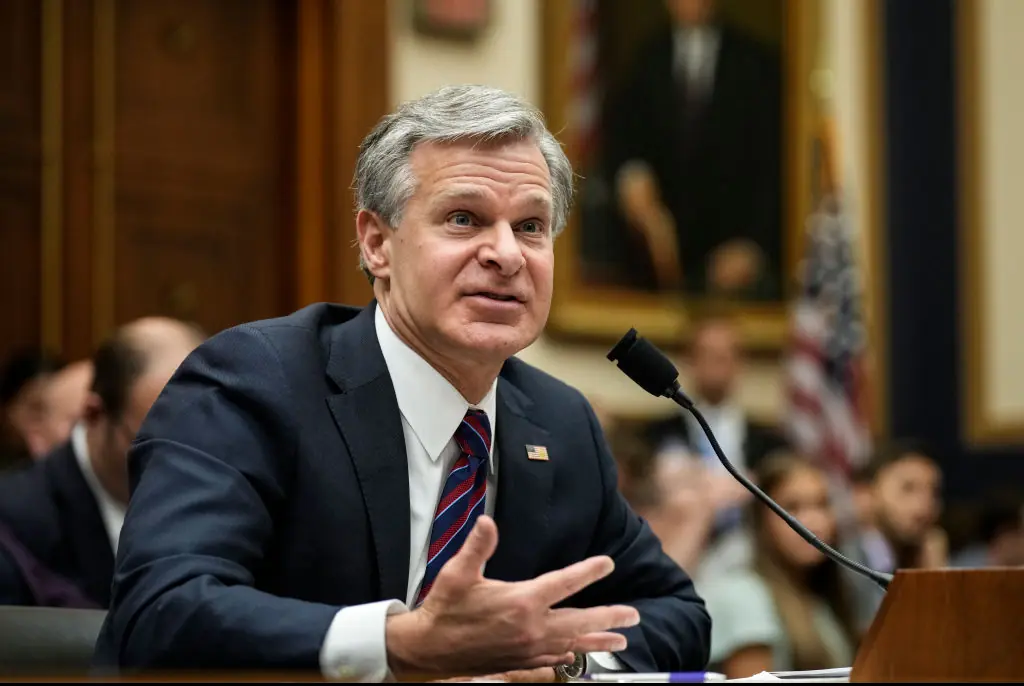 Christopher Wray stated that the FBI is not sure what struck Trump's ear. Credit: Drew Angerer/Getty