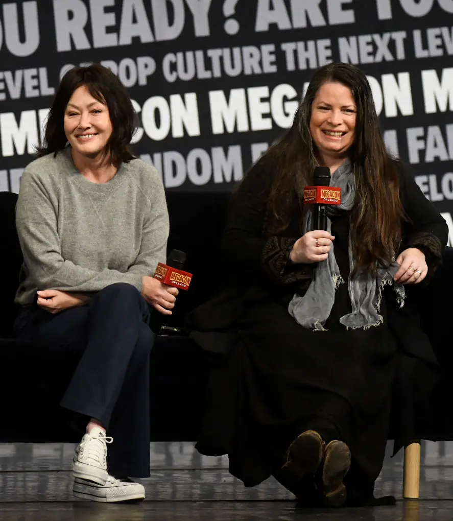 Shannen Doherty (L) and Holly Marie Combs speak during a Q&A session at MegaCon Orlando earlier this year. Credit: Gerardo Mora/Getty