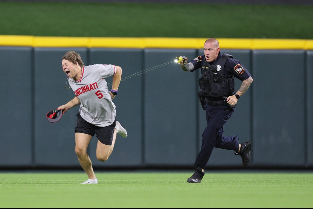 Fan Invader Tased As He Runs Onto Baseball Field