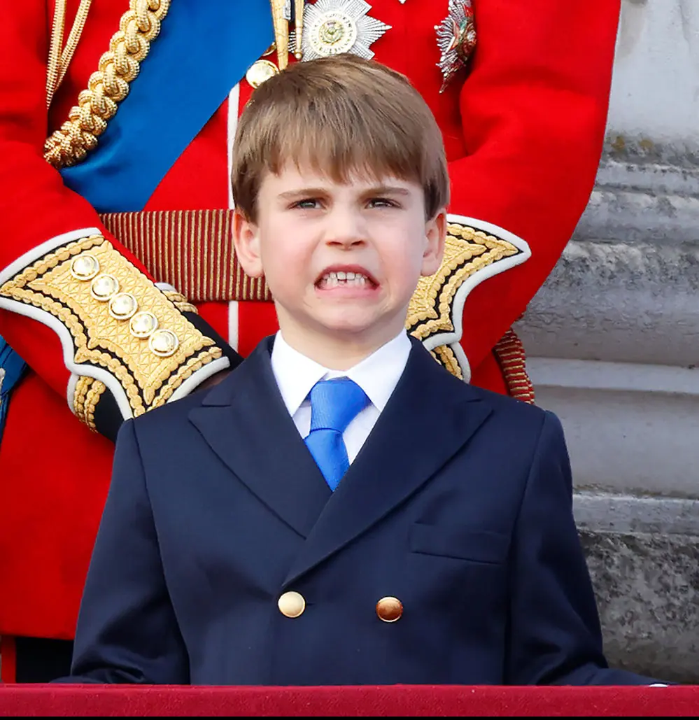 Prince Louis pulled faces as the RAF flew overhead. Credit:  Max Mumby/Indigo/Getty Images