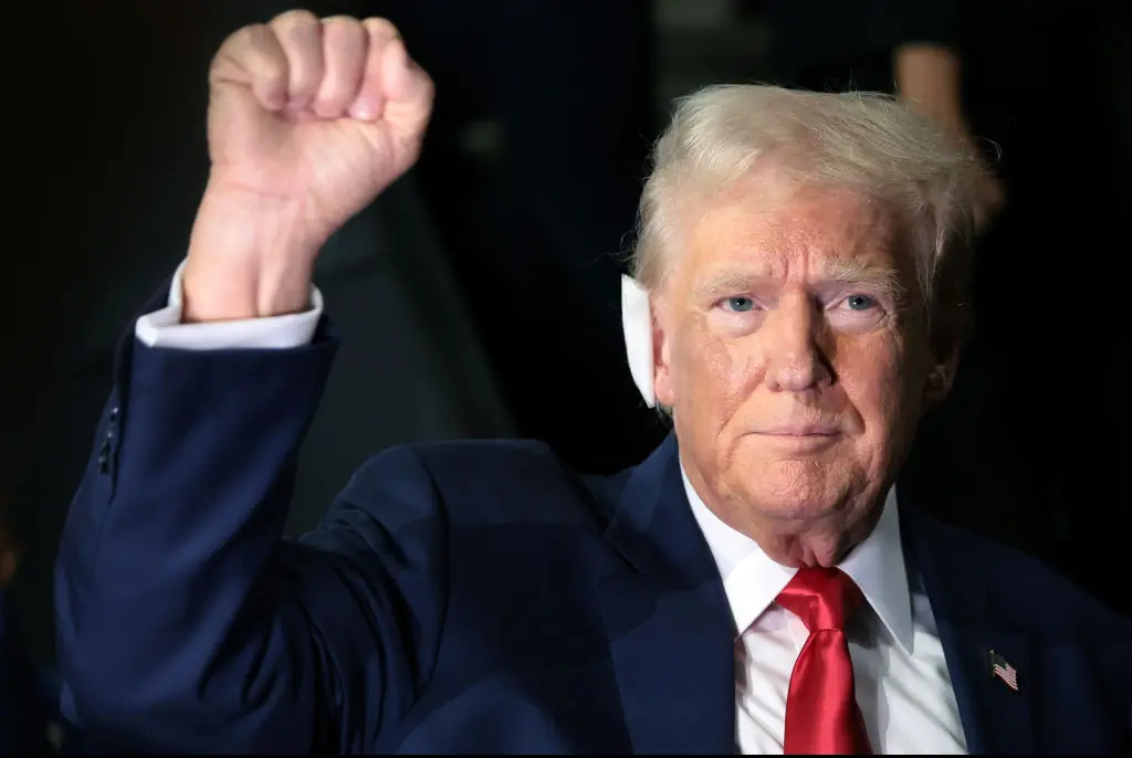 Donald Trump arrives on the first day of the Republican National Convention. Credit: Win McNamee/Getty