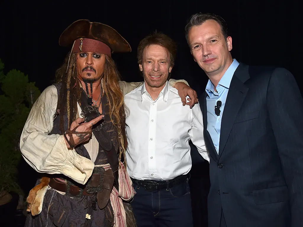Depp with Bruckheimer. Credit: Alberto E. Rodriguez / Getty