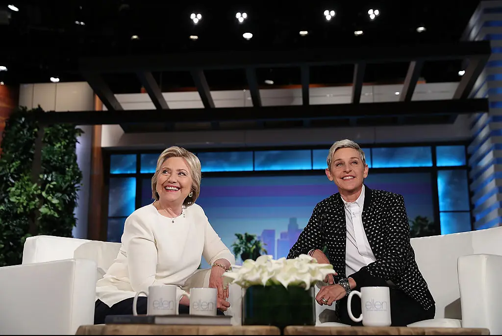 Ellen Degeneres and Hilary Clinton. Credit: Justin Sullivan / Getty