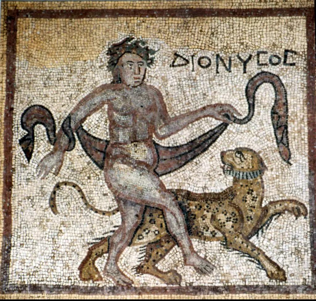A Roman mosaic of Dionysus from the 3rd century. Credit: Heritage Images / Getty