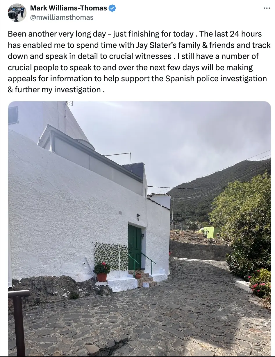 The detective shared a photo from outside the Airbnb Jay had visited. Credit: X/Mark Williams-Thomas