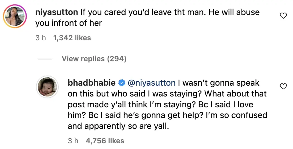 Bregoli responds to a supporter. Credit: Instagram