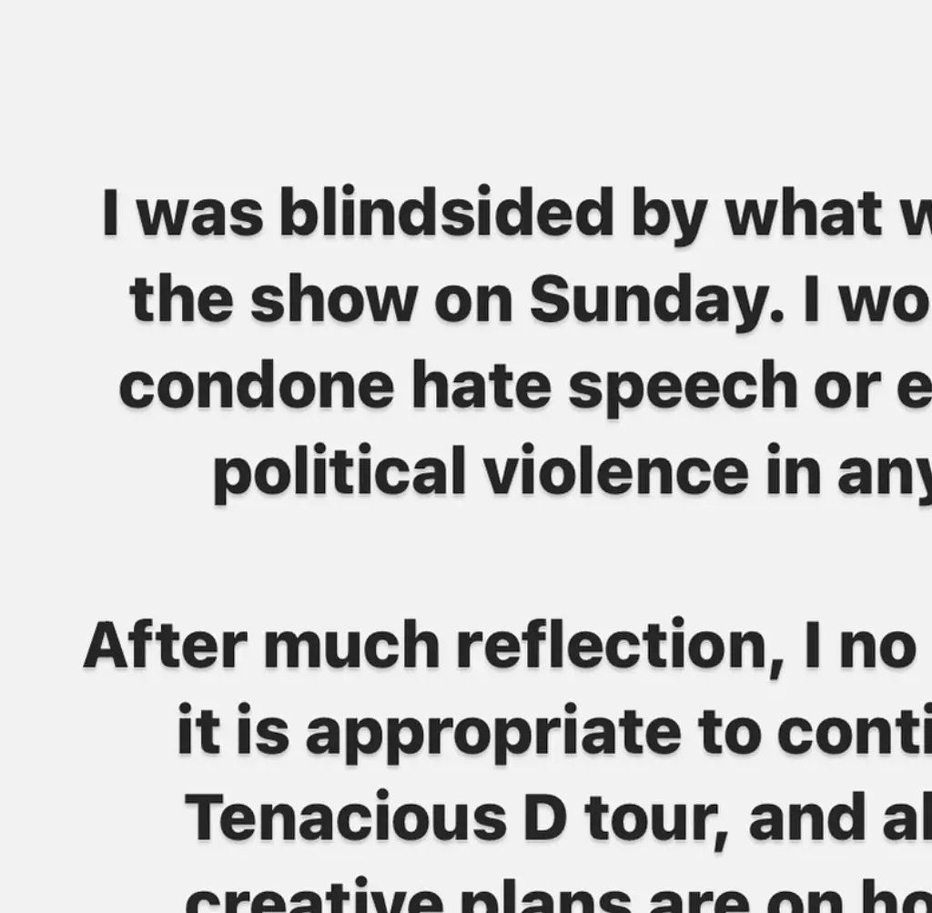 Jack Black's apology. Credit: Instagram/JackBlack