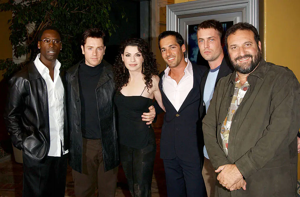 Actors Isaiah Washington, Ron Eldard, Julianna Margulies, Alex Dimitriades, Desmond Harrington, and producer Joel Silver attend the premiere of Ghost Ship. Credit: Jon Kopaloff / Getty
