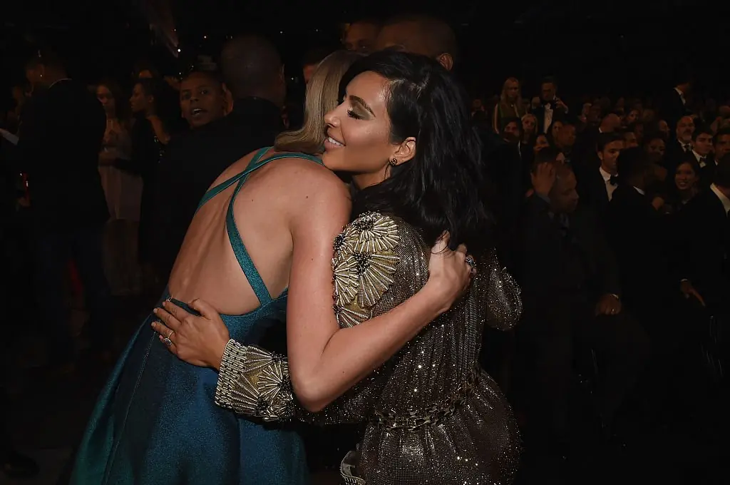 Taylor Swift and Kim Kardashian attend The 57th Annual GRAMMY Awards. Credit: Larry Busacca/Getty/NARAS