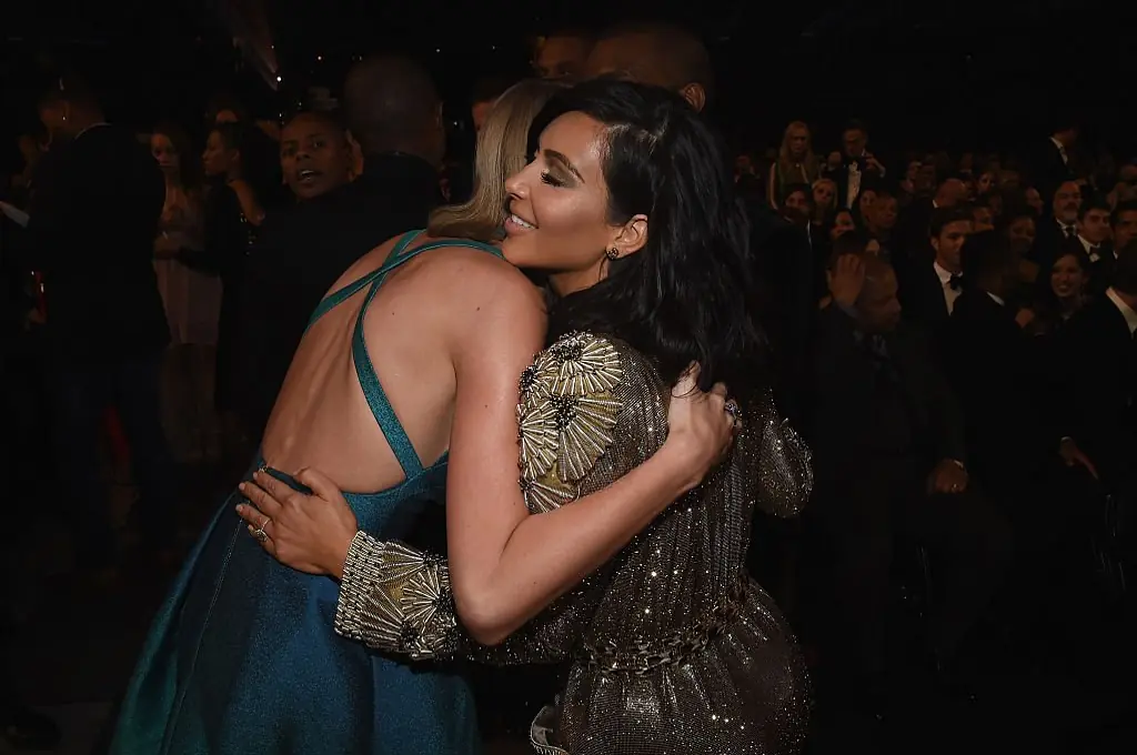 Taylor Swift and Kim Kardashian attend The 57th Annual GRAMMY Awards. Credit: Larry Busacca/Getty/NARAS