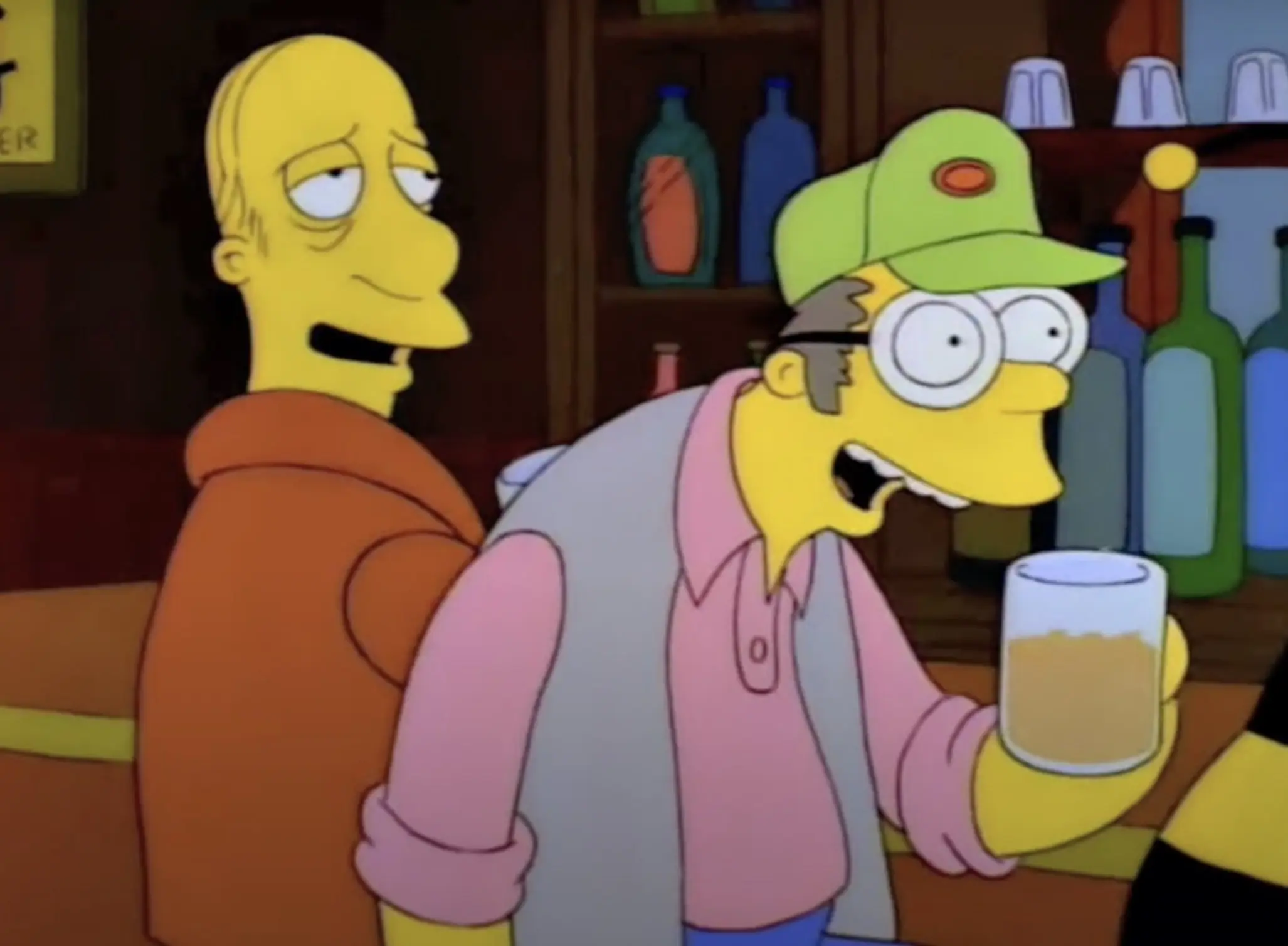 Larry (left) propping up the bar in Moe's Tavern. Credit: Fox