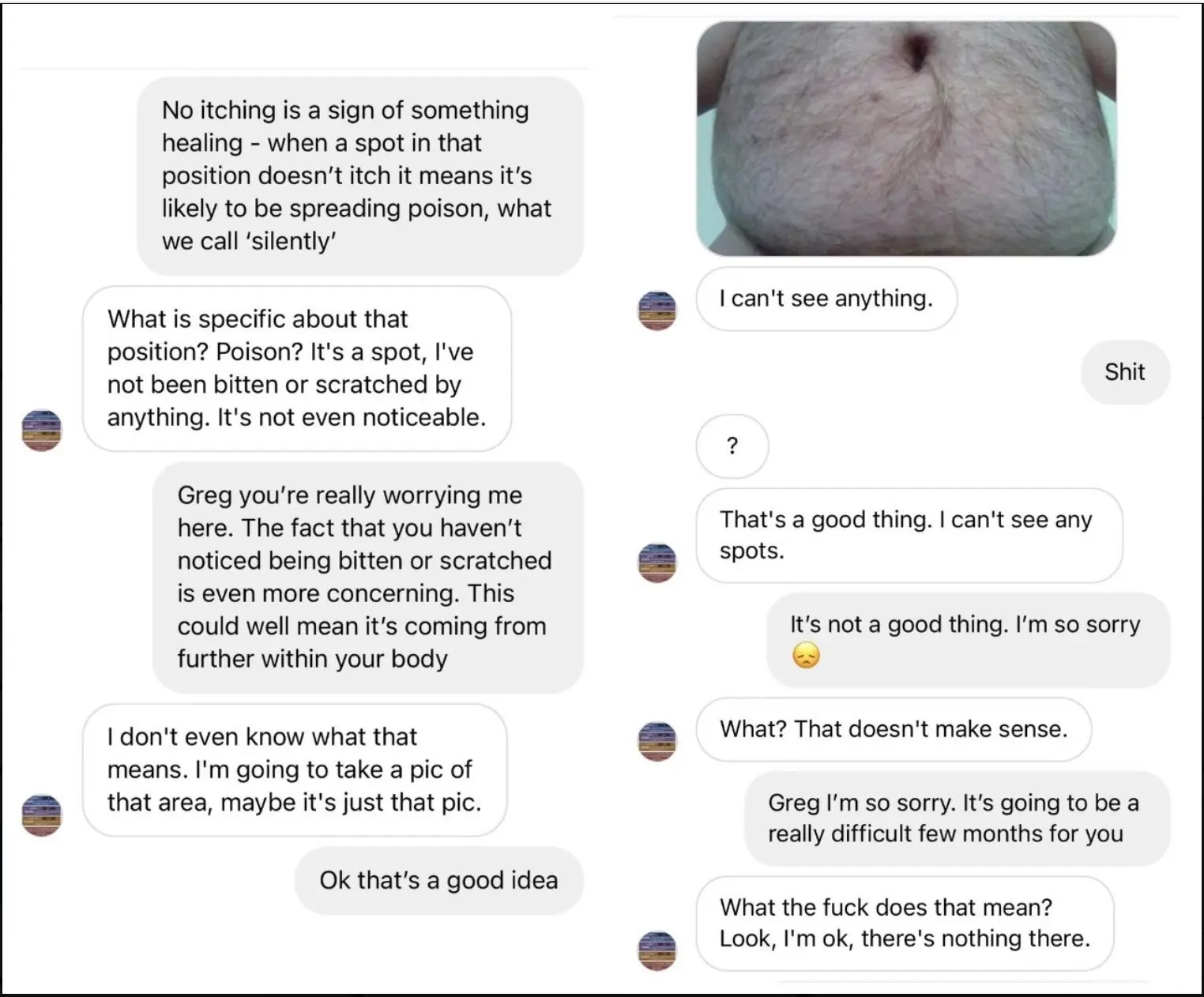 Becky convinced the man something was seriously wrong. Credit: Twitter/deathtopinach