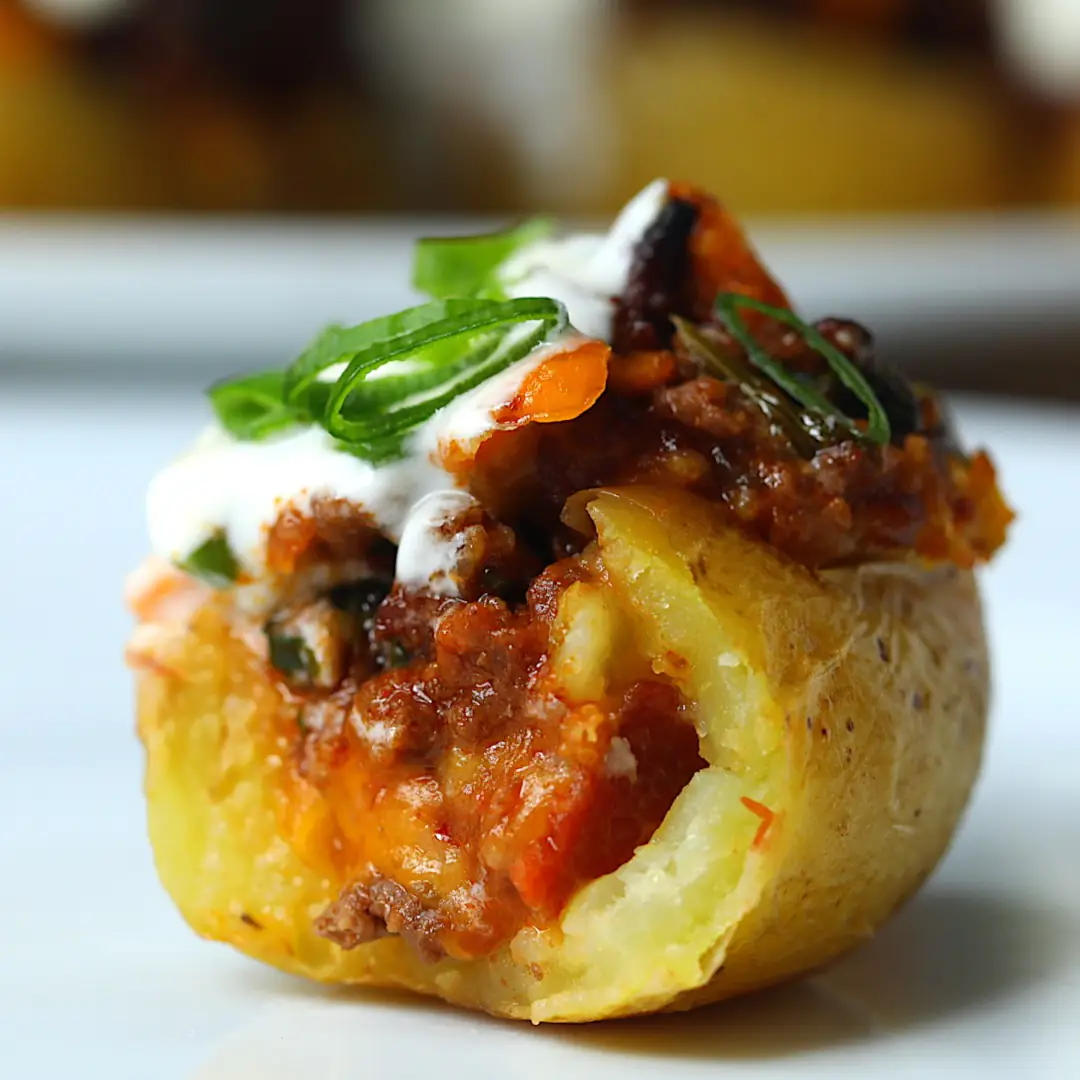 Mini Loaded Potato Chilli Bowls