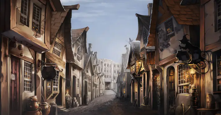 Dad recreates Diagon Alley in his back garden