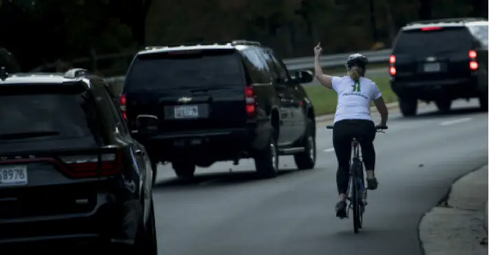 The woman who flipped off Trump has raised over 70,000 dollars