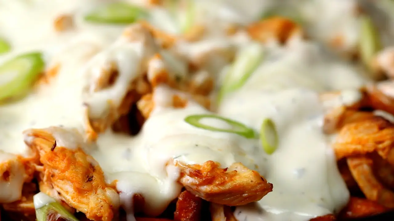 Loaded Buffalo Sweet Potato Fries