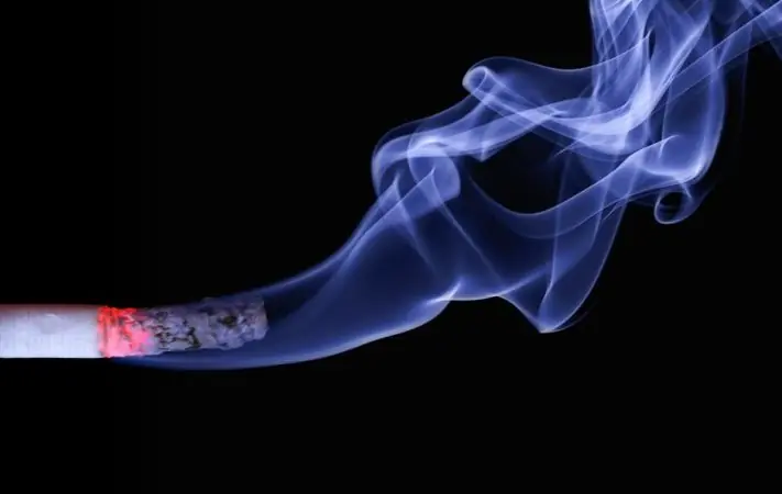 An image of a smoking cigarette. 