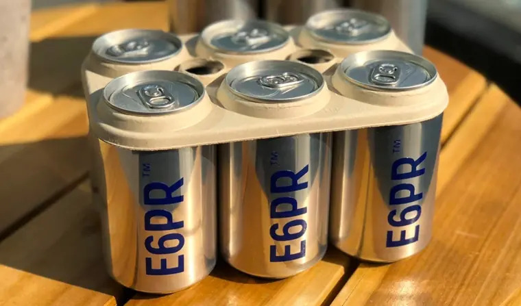 A six-pack with biodegradable rings. 