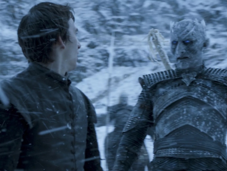 Bran and the Night King looking at each other.