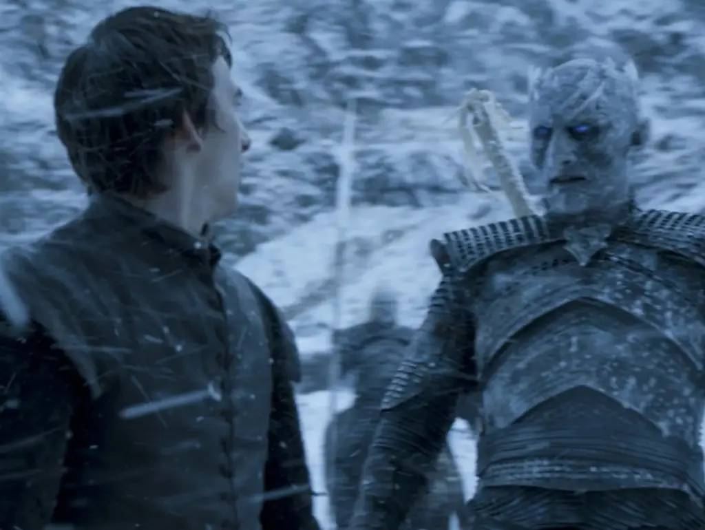 Bran and the Night King looking at each other. 