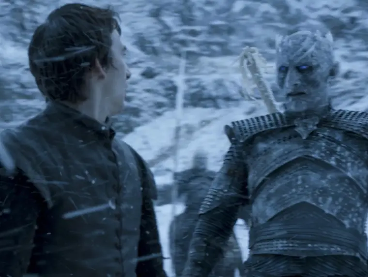 Bran and the Night King looking at each other. 