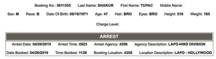A prison record that allegedly belongs to Tupac. 