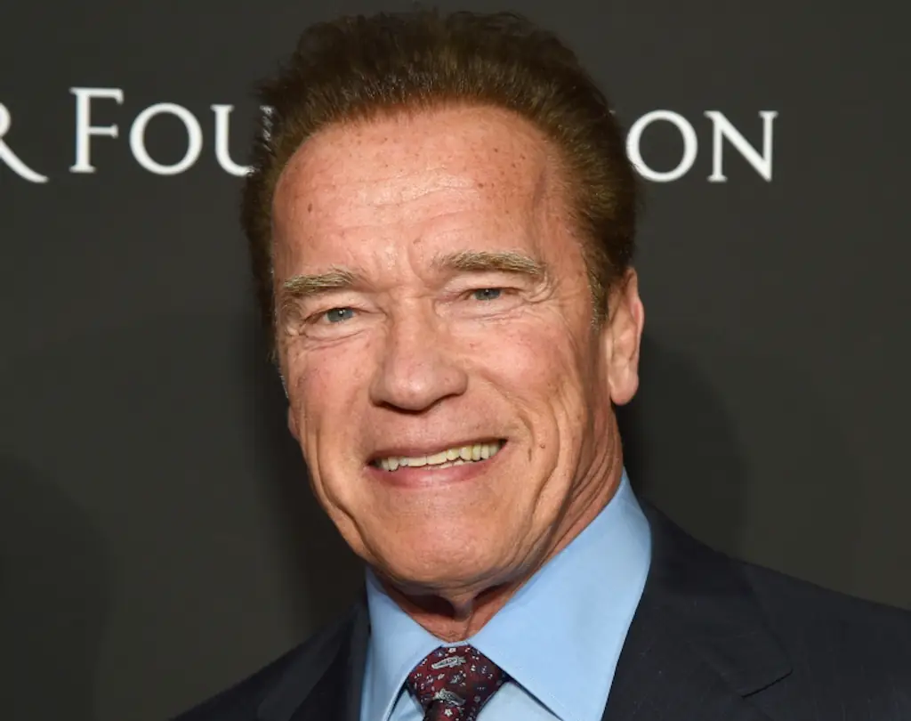 Arnold Schwarzenegger smiling.