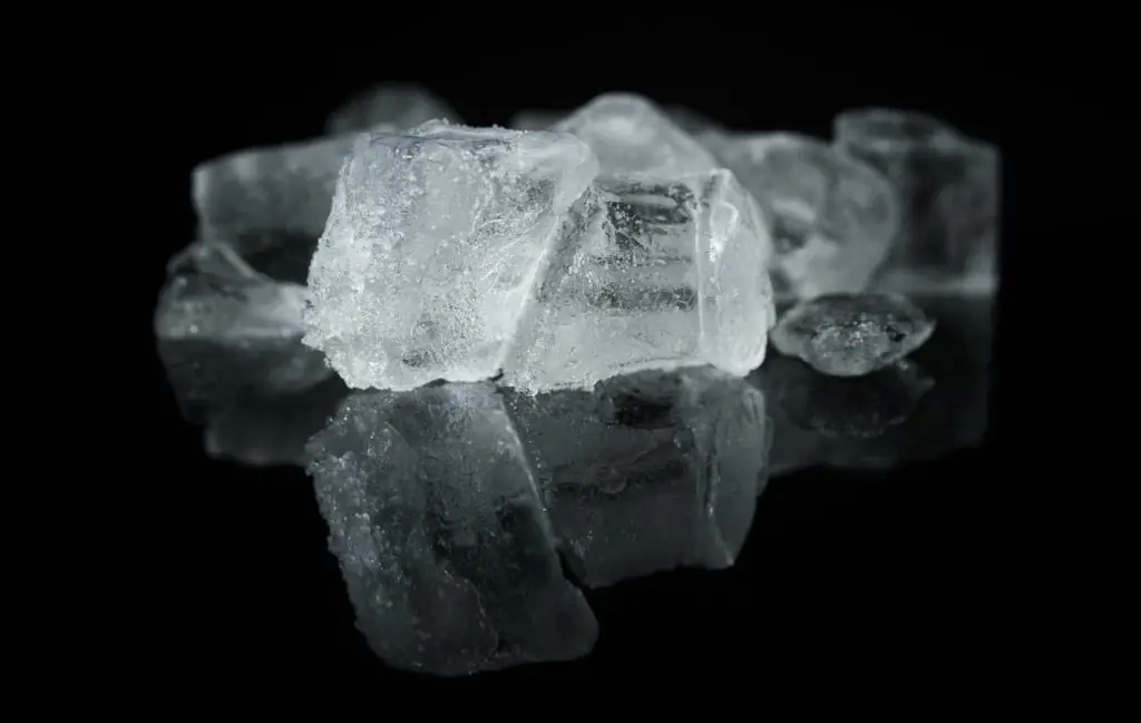 Ice cubes on a table.