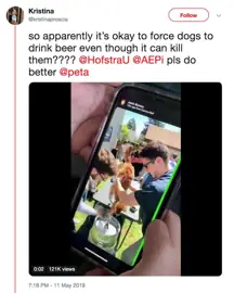 Tweeted video allegedly showing fraternity making a dog drink beer.