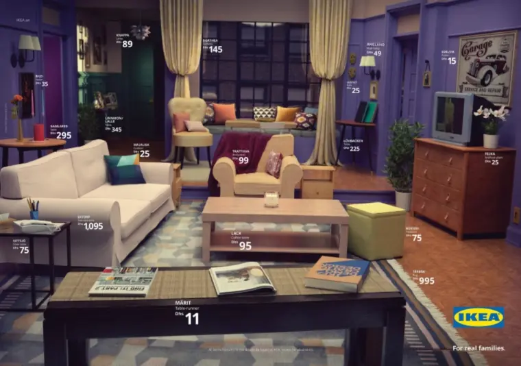 A recreation of the Friends living room from IKEA.