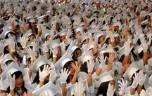 Students of the Batasan Hills High School attend their graduation ceremony.