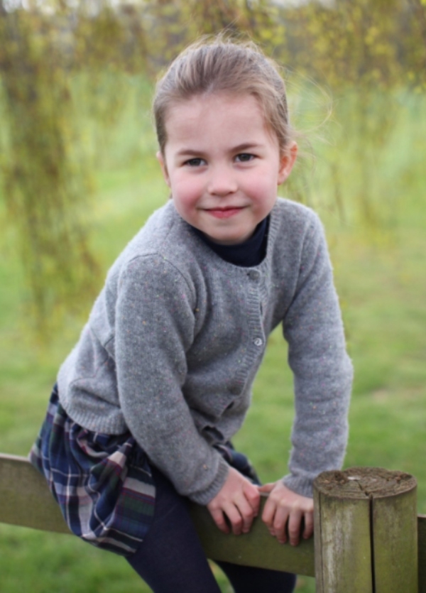 Princess Charlotte on a fence. 