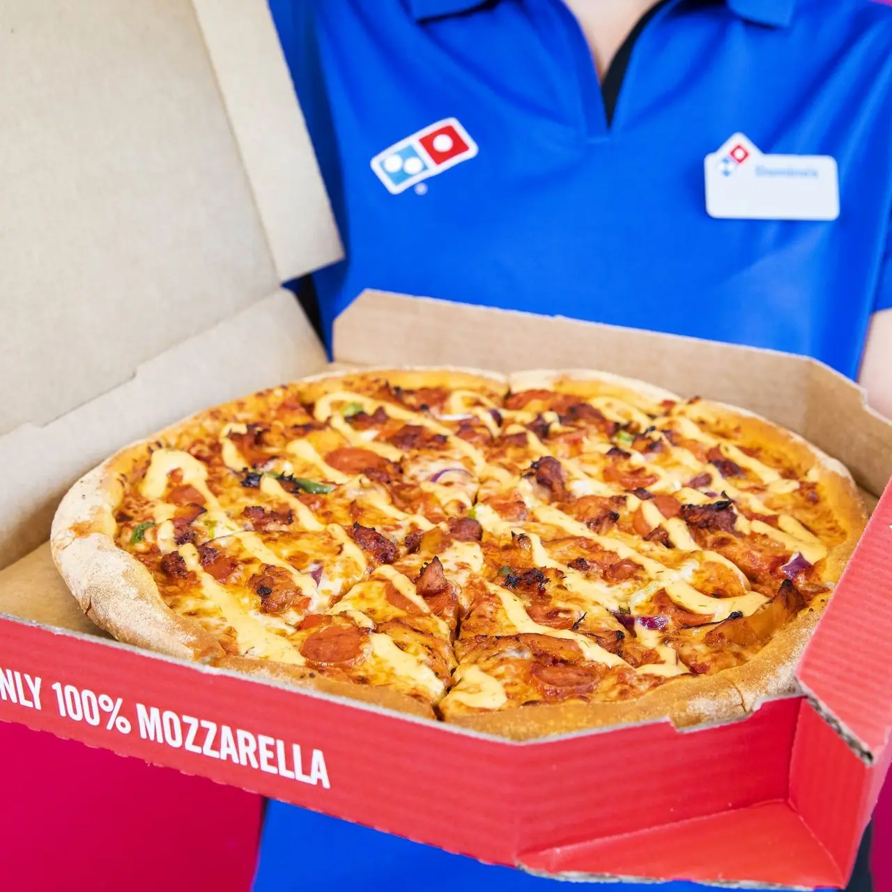 EDITORIAL USE ONLY To celebrate Valentine's Day, Domino's has introduced a new Mediterranean-inspired Catalan Chicken & Chorizo pizza to its menu, as it expects over 300,000 pizzas to be ordered for the occasion and around 500 orders a minute during the dinner time peak.