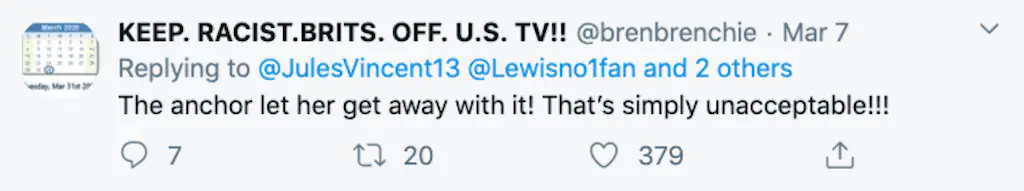 A Twitter comment. 