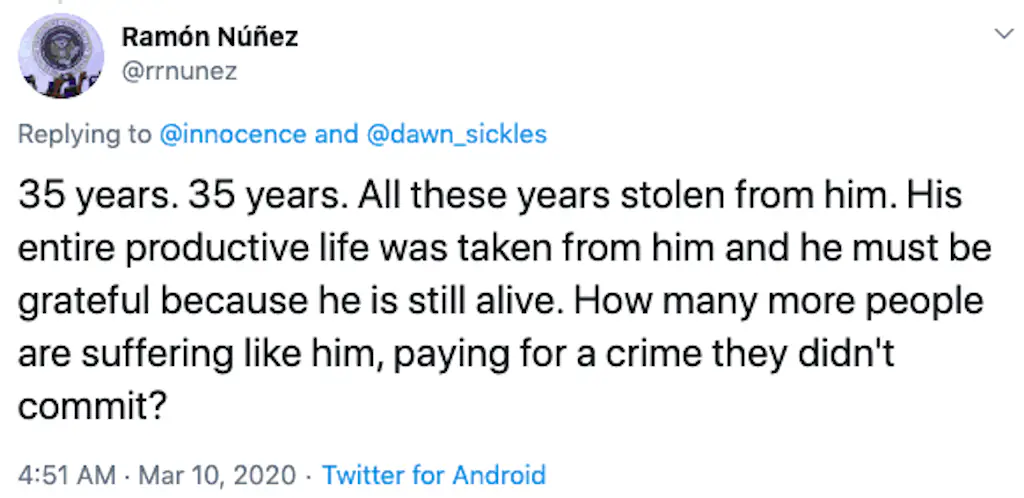An image of a Twitter comment. 