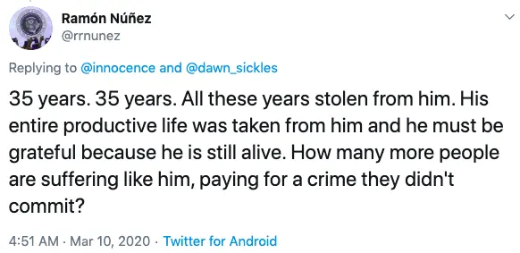 An image of a Twitter comment. 