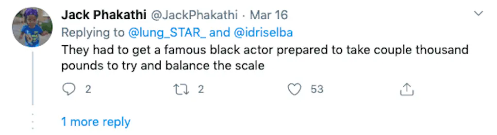 An image of a Twitter comment.