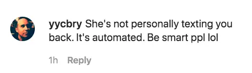 An Instagram comment.