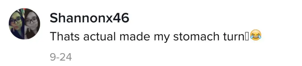A TikTok comment about KFC chicken.