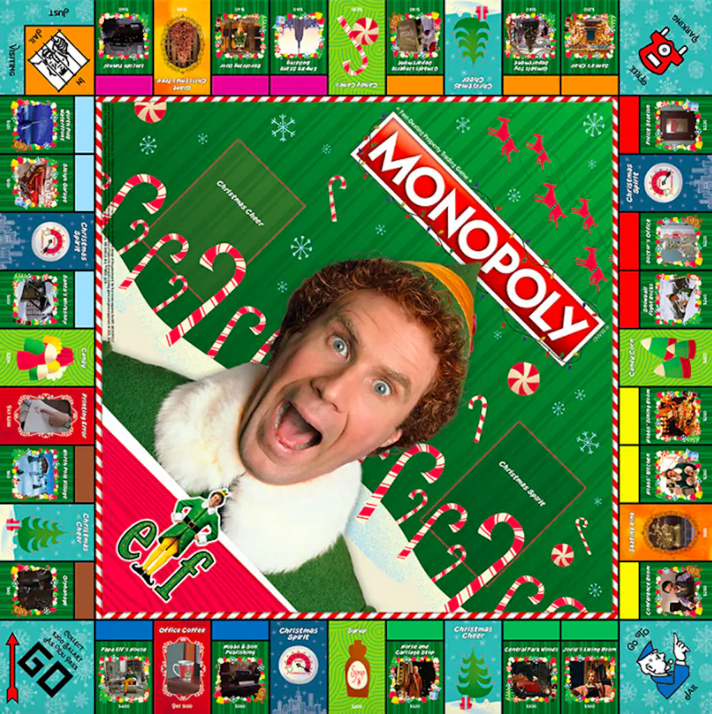 An image of the Elf Monopoly board