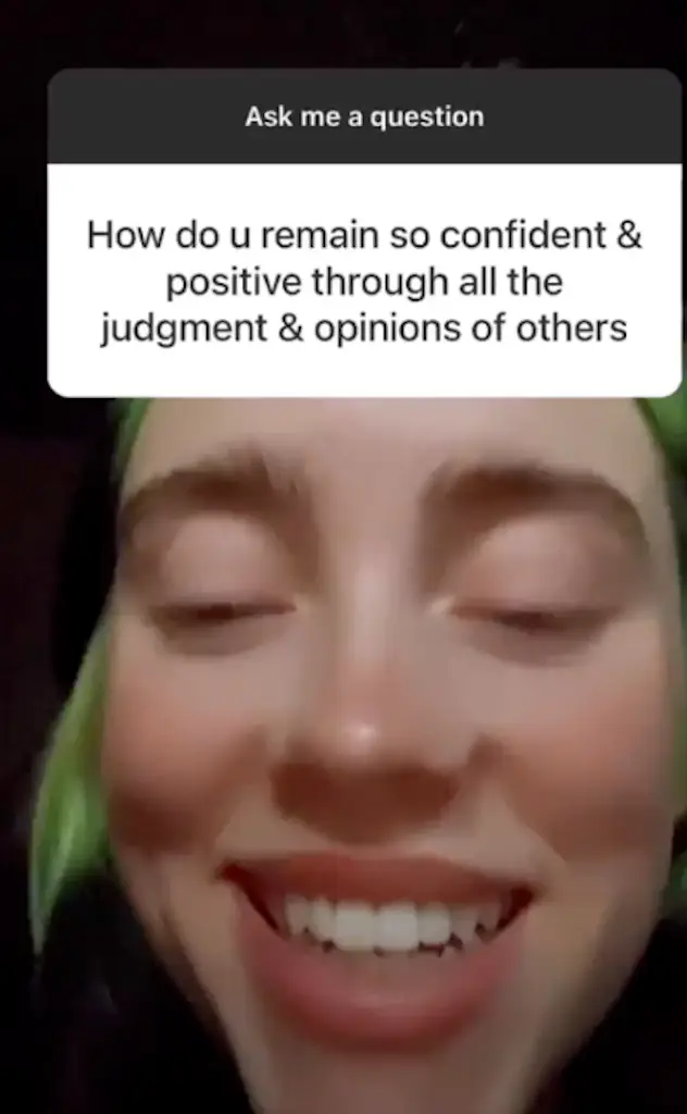 Billie Eilish laughing.
