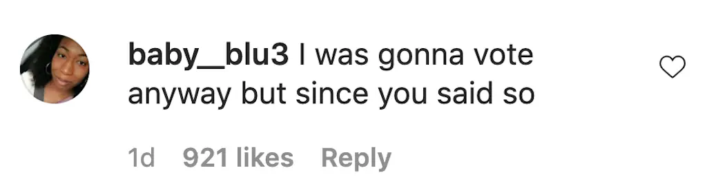 An Instagram comment.