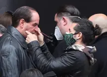 Colin Farrell having his makeup done.