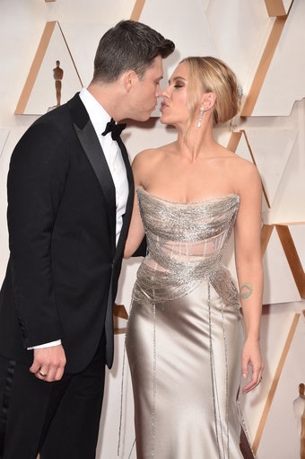 File photo dated February 09, 2020 of Colin Jost and Scarlett Johansson attending the 92nd Annual Academy Awards (Oscars) at Hollywood and Highland in Los Angeles, CA, USA. The 35-year-old actress and the 38-year-old wed in secret over the weekend. Photo by Lionel Hahn/ABACAPRESS.COM