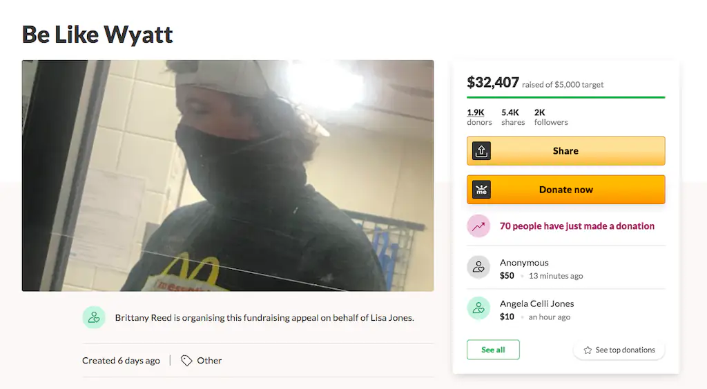 A GoFundMe screenshot.