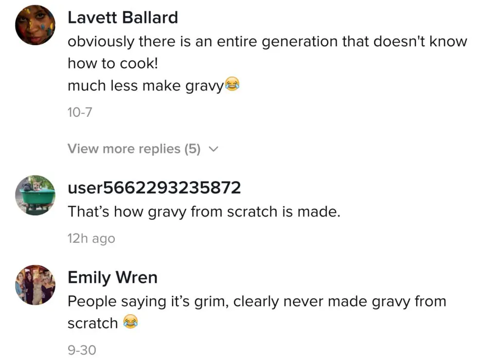 A TikTok comment about KFC gravy.