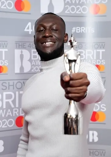 Stormzy with the Brit Award for Best British Male in the press room at the Brit Awards 2020 held at the O2 Arena, London.