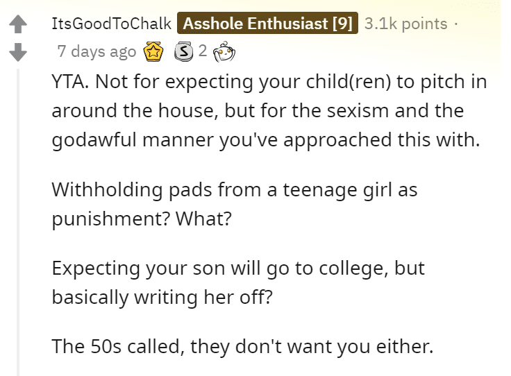 A Reddit comment.
