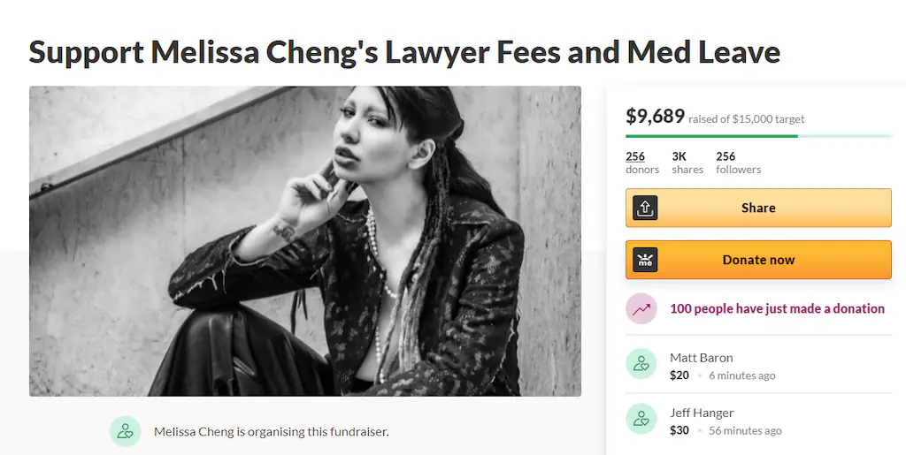 Melissa Cheng's GoFundMe.