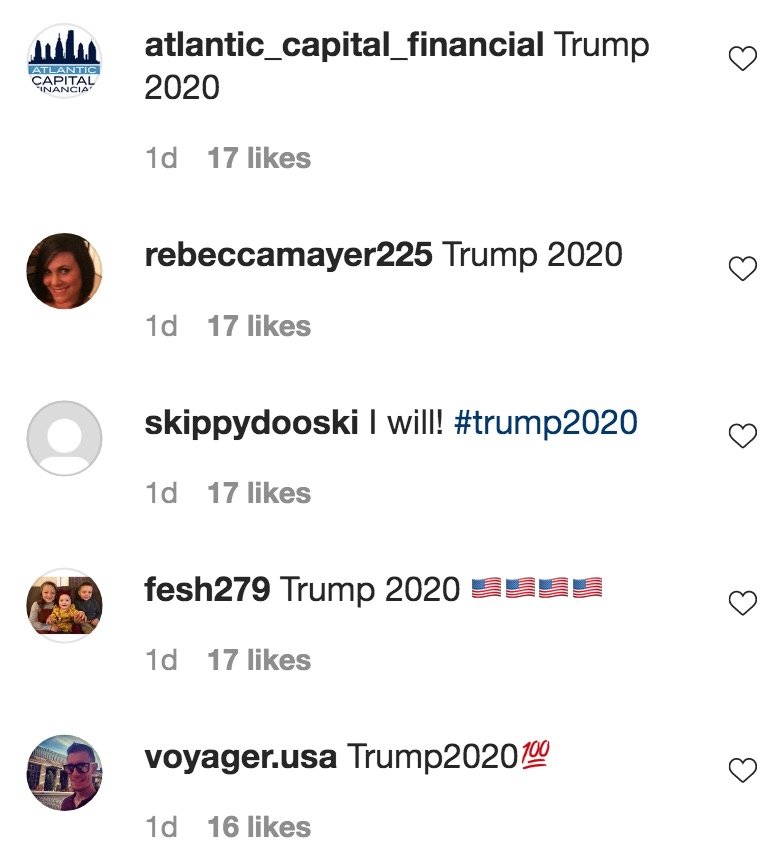 Instagram comments on Courtney Stodden's post calling for people to vote. 